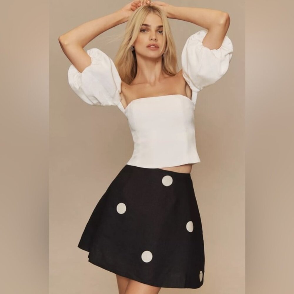 NWT Size US12   Aston Studio TRIXIE SKIRT IN NERO MILK DOT